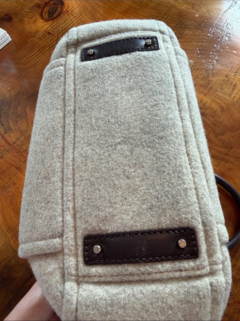 kate spade light gray wool double-button satchel